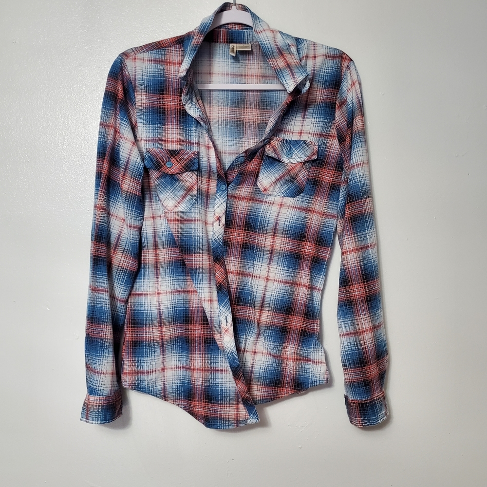 Button Up Flannel Shirt Urban Girl Large 100% Poly